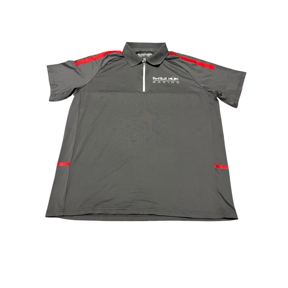 Red Bull Racing F1 Team Polo Shirt Mens XL Grey Quarter Zip Performance Jersey